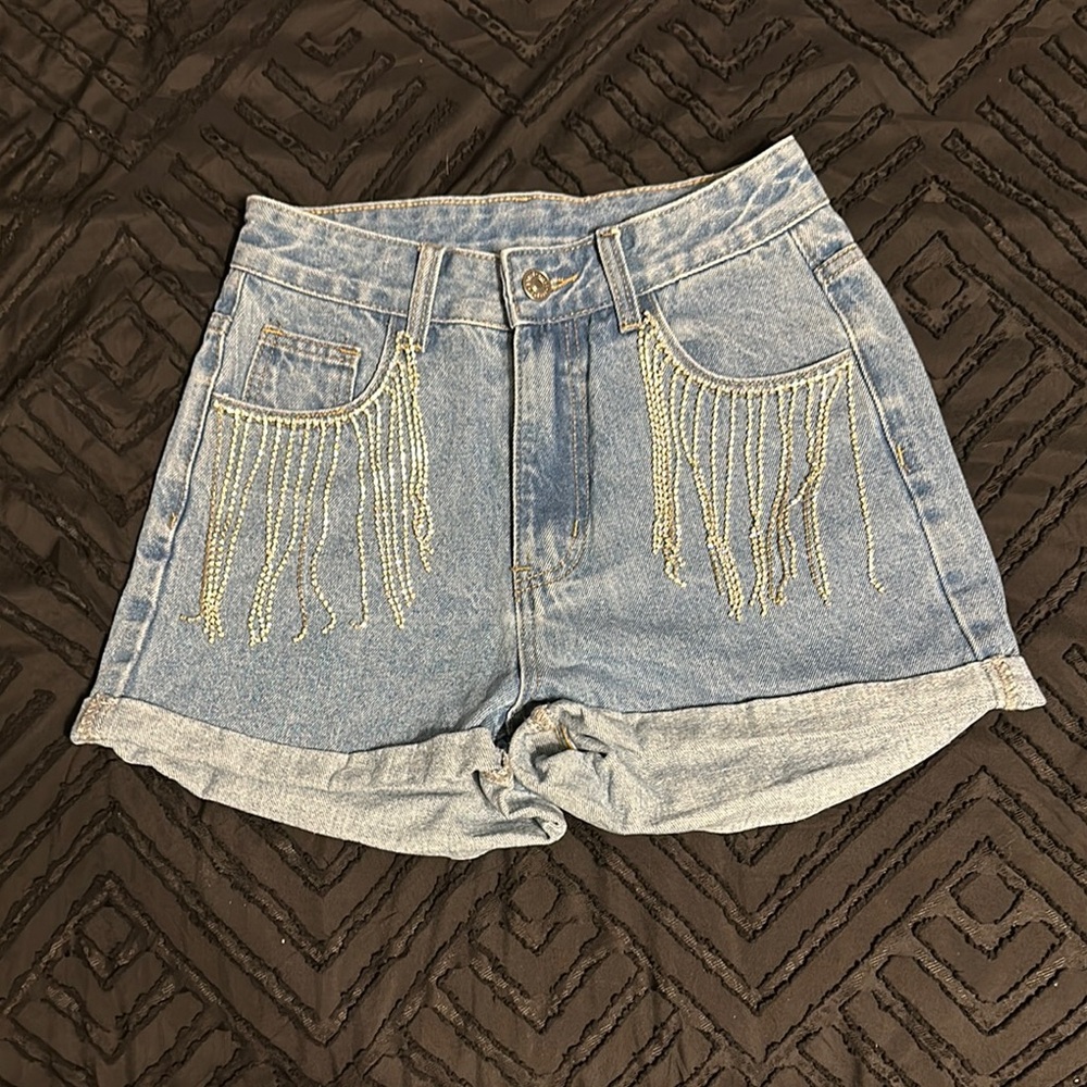 Rhinestone jean shorts